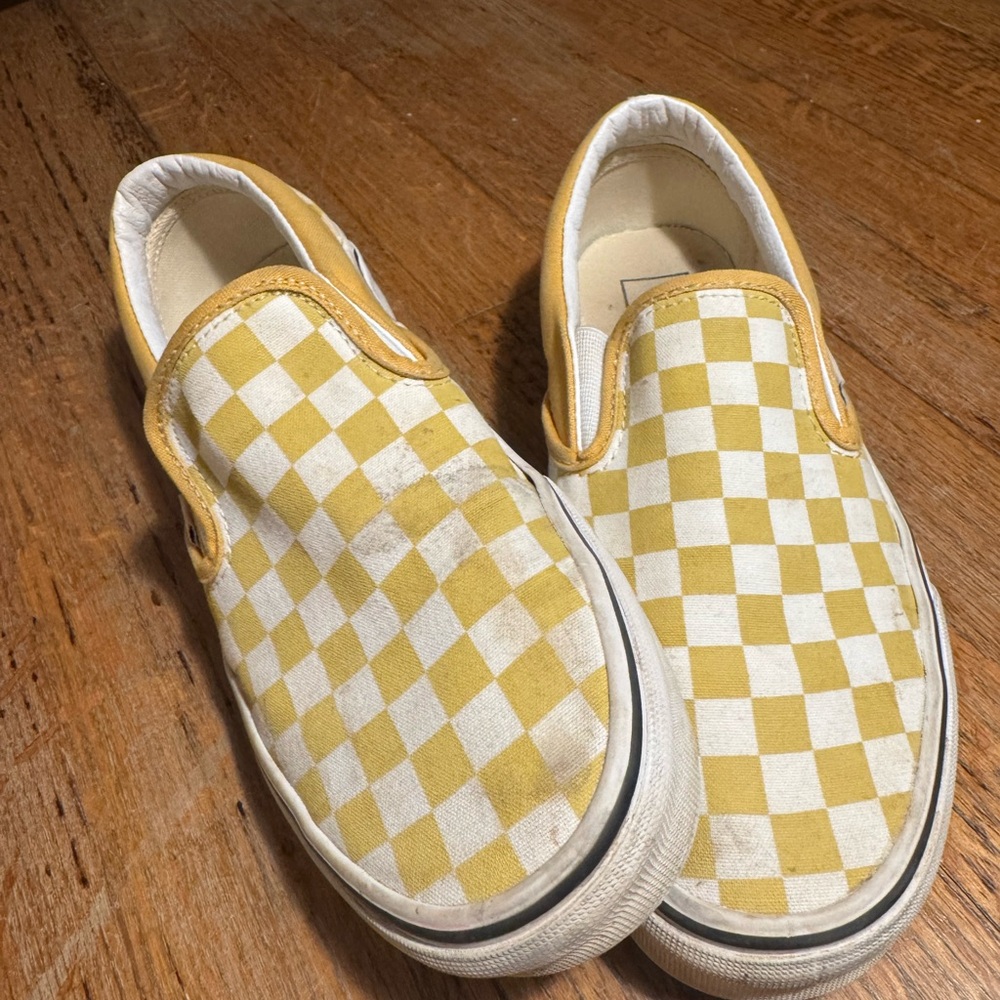 Vans Yellow Checkered Slip-On Sneakers